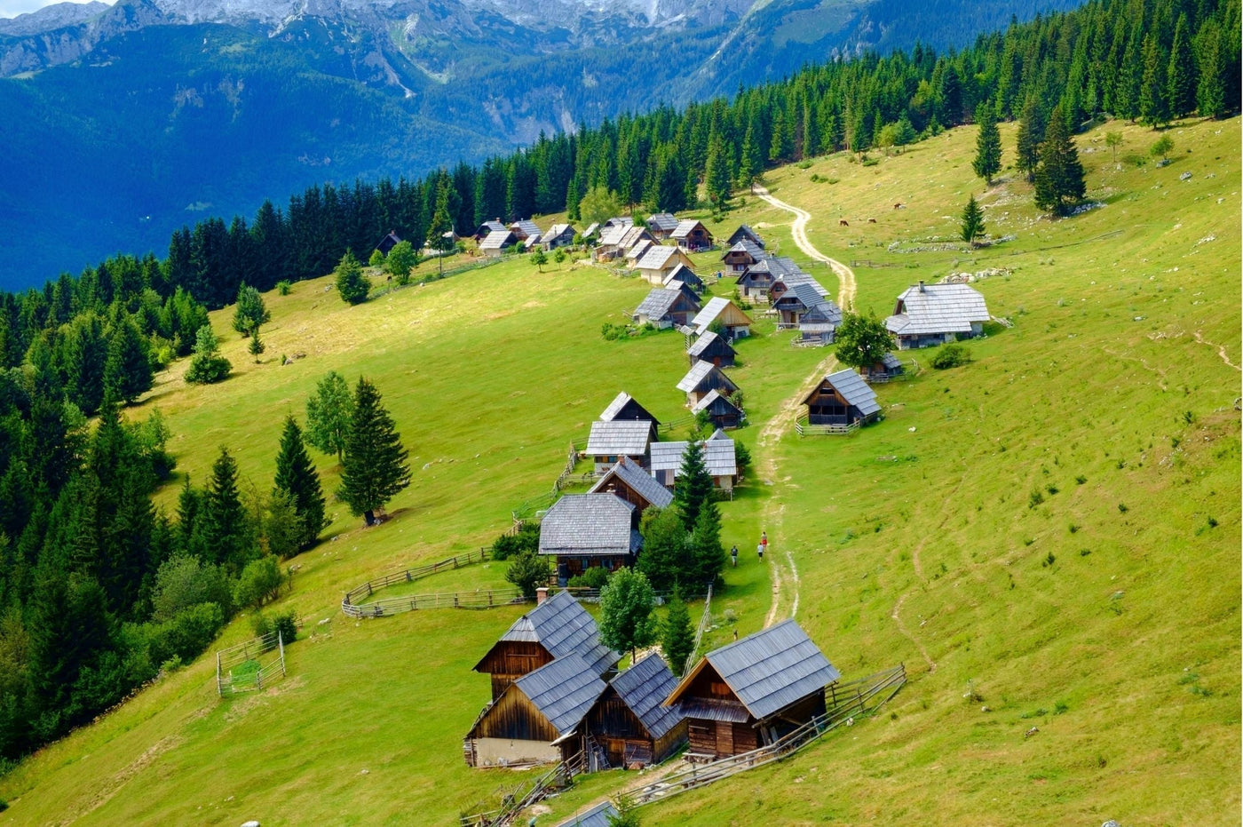 Zajamniki Alpine Settlement – Wooden Ridge Above Lake Bohinj