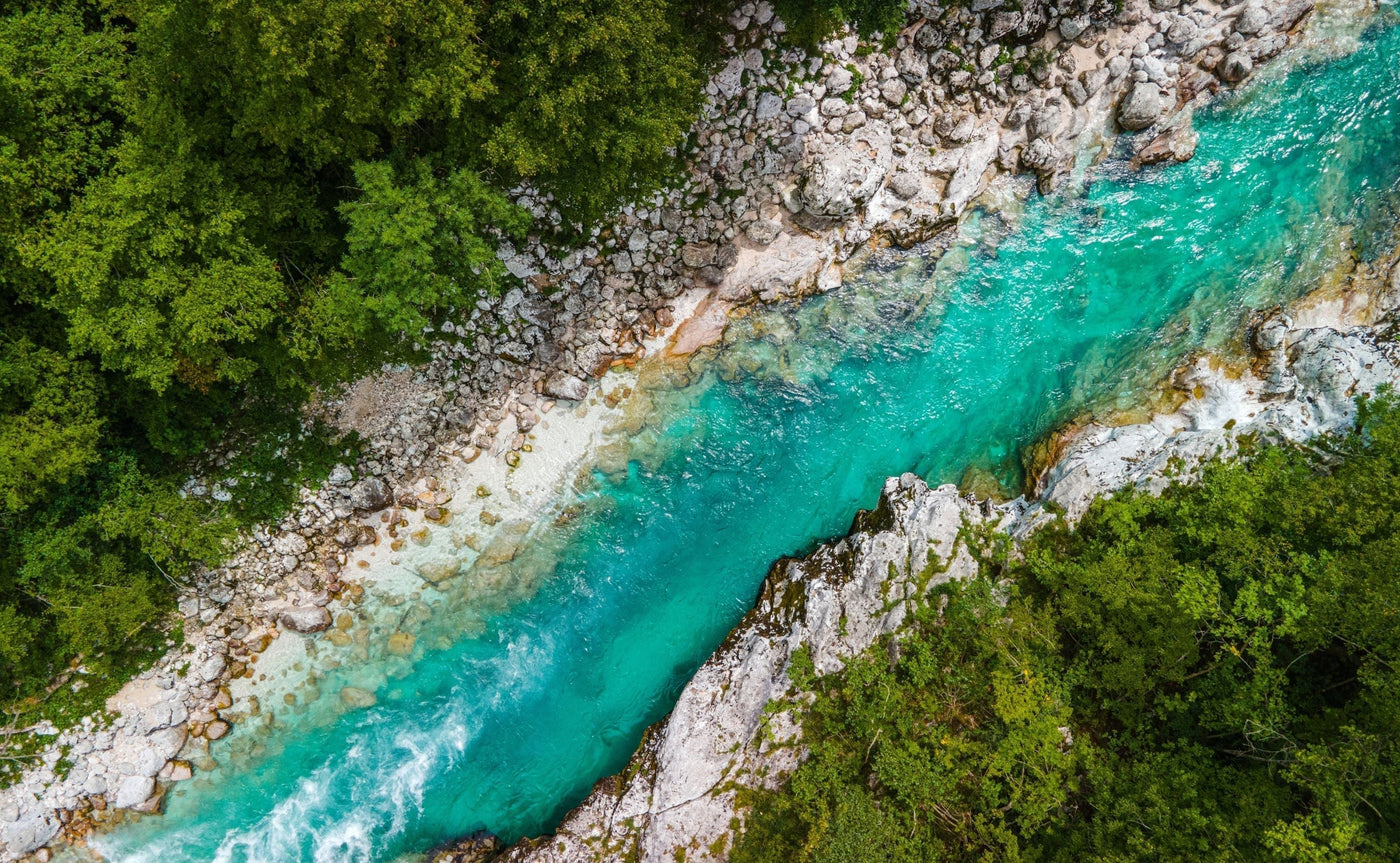Soča River Gorge: Turquoise Water Carving the Mountains