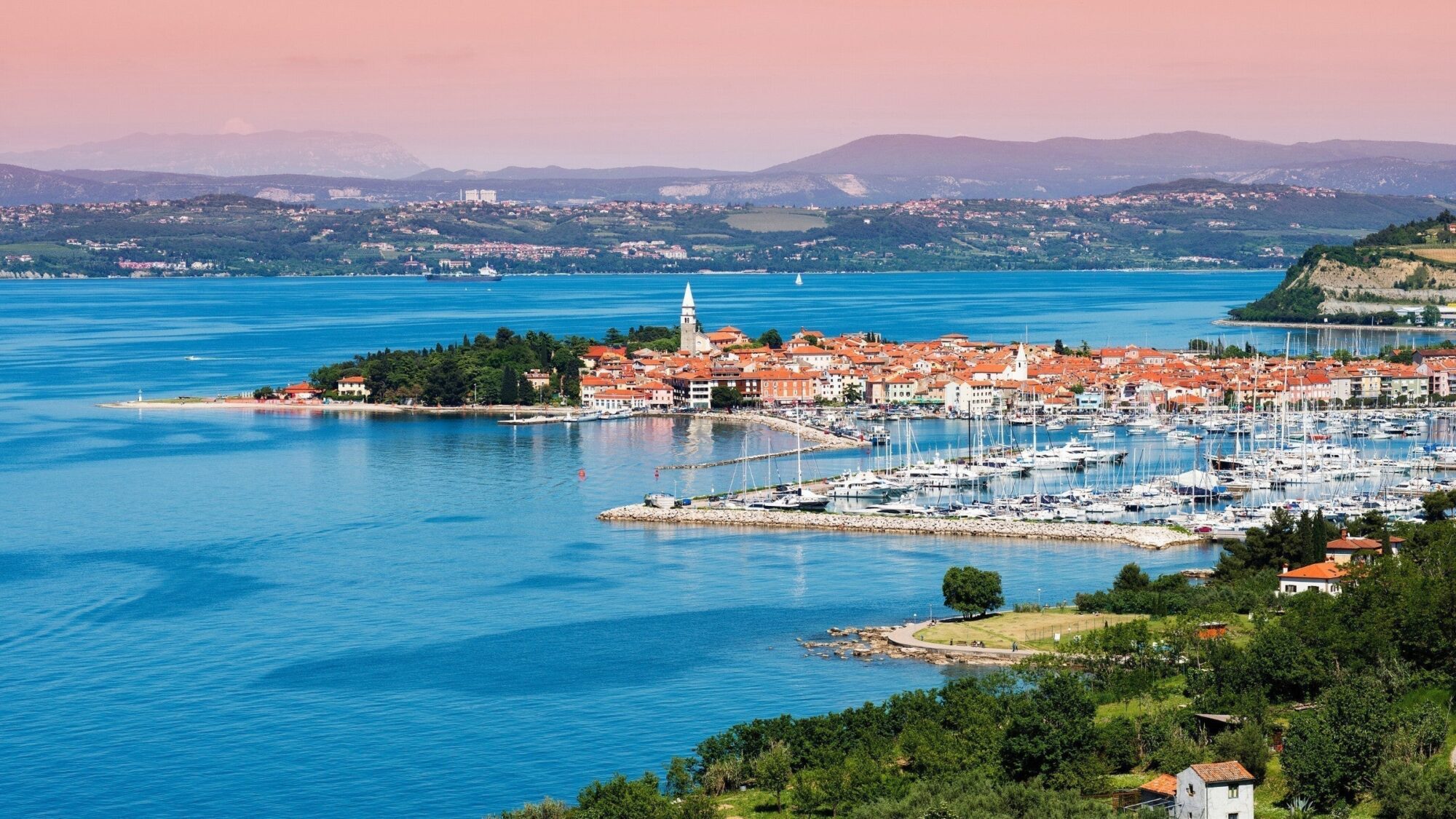 Paseo costero de Izola — Calas rocosas y sombra de pinos